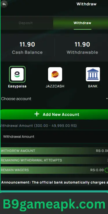Easy Withdrawal from B9 Game apk