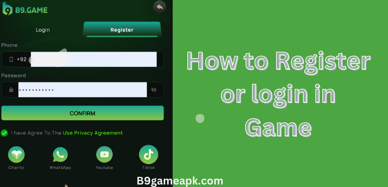 register in b9game apk